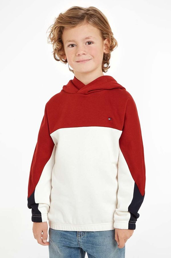 Tommy Hilfiger Dječja dukserica Tommy Hilfiger boja: crvena, s kapuljačom, KB0KB09144