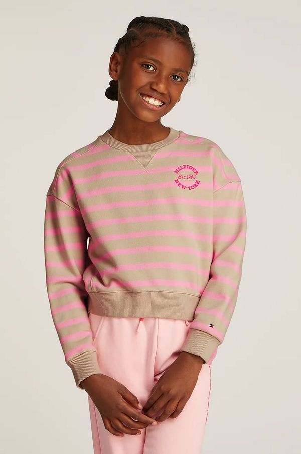 Tommy Hilfiger Dječja dukserica Tommy Hilfiger boja: ružičasta, s uzorkom, KG0KG08323