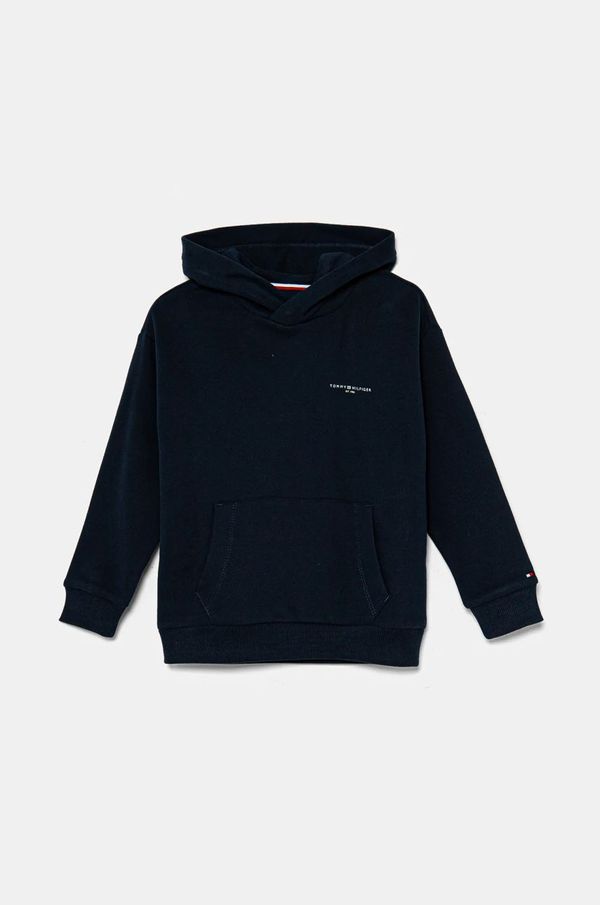 Tommy Hilfiger Dječja dukserica Tommy Hilfiger boja: tamno plava, s kapuljačom, bez uzorka, KS0KS00595