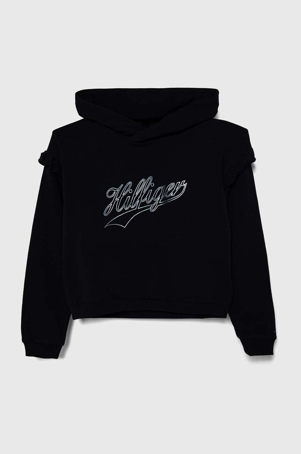 Tommy Hilfiger Dječja dukserica Tommy Hilfiger boja: tamno plava, s kapuljačom, s tiskom