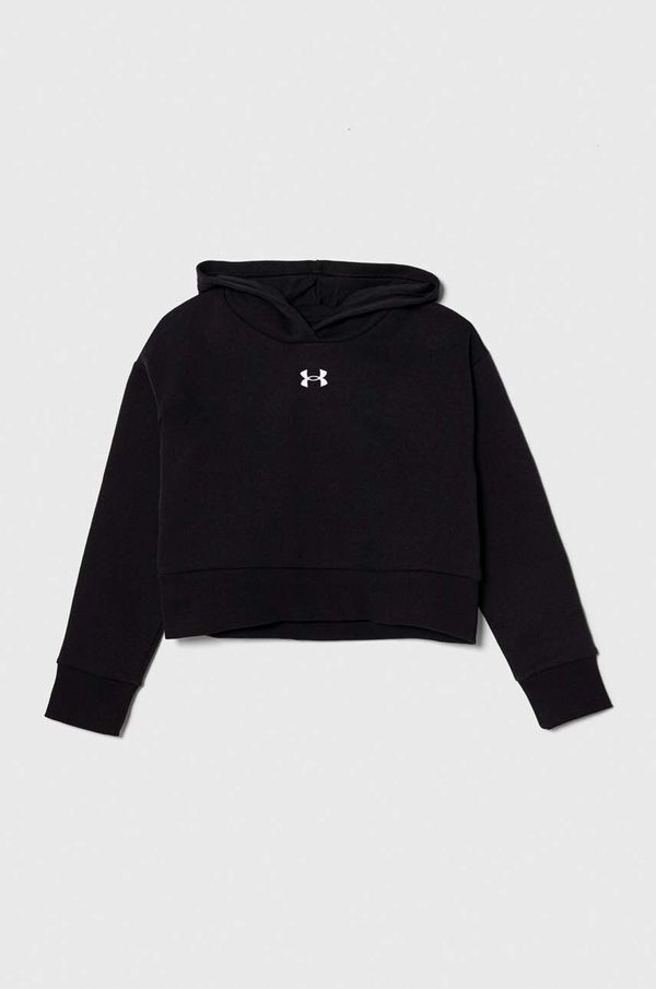 Under Armour Dječja dukserica Under Armour UA Rival Fleece Crop boja: crna, s kapuljačom, s aplikacijom