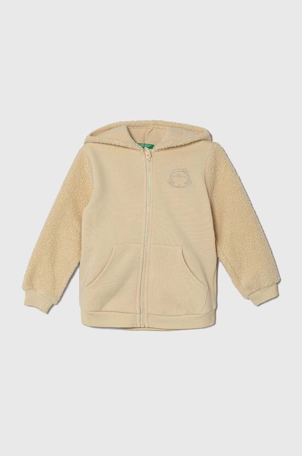 United Colors of Benetton Dječja dukserica United Colors of Benetton boja: bež, s kapuljačom, s aplikacijom