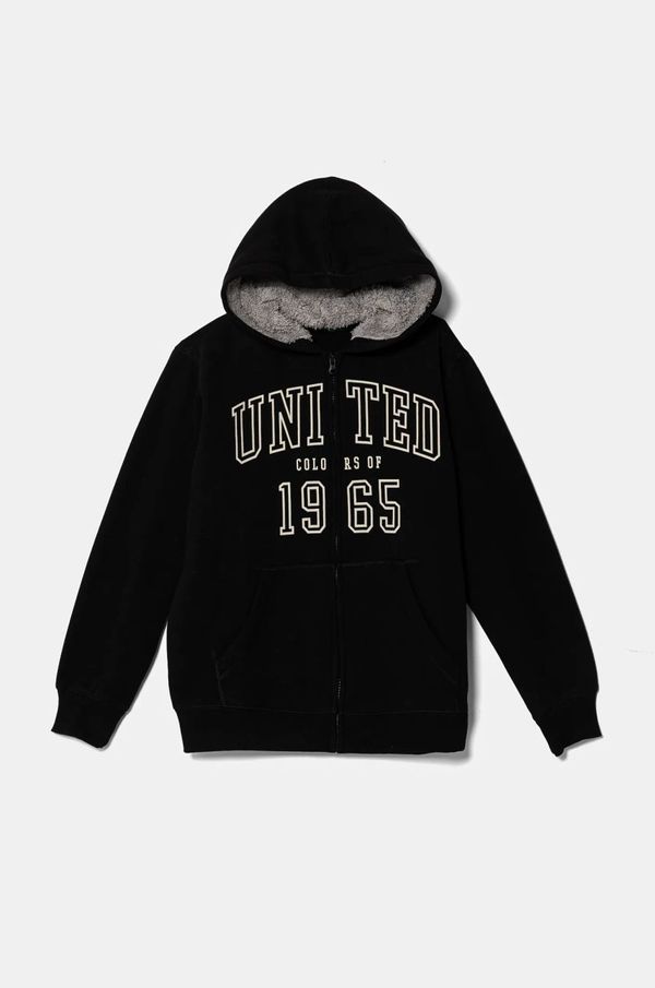 United Colors of Benetton Dječja dukserica United Colors of Benetton boja: crna, s kapuljačom, s tiskom, 3EB5C504H