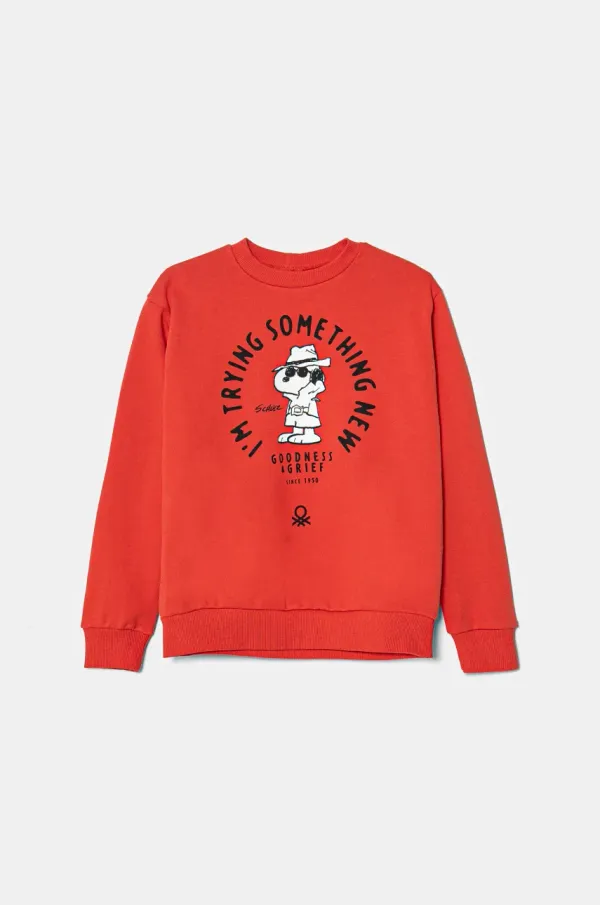 United Colors of Benetton Dječja dukserica United Colors of Benetton boja: crvena, s tiskom, 3UNIC10NH