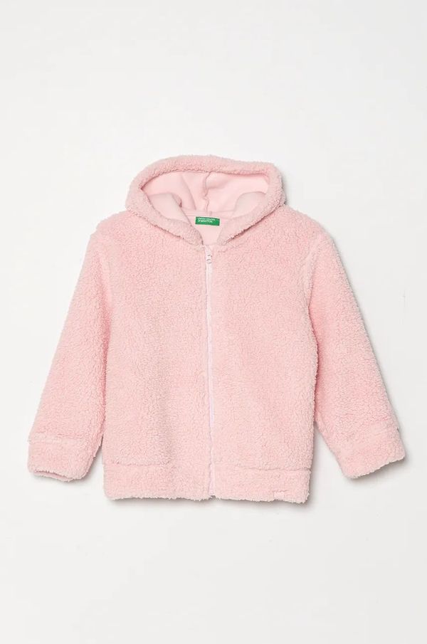 United Colors of Benetton Dječja dukserica United Colors of Benetton boja: ružičasta, s kapuljačom, bez uzorka, 31VZG502C