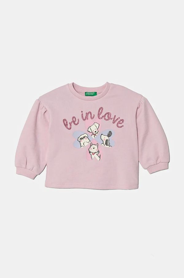 United Colors of Benetton Dječja dukserica United Colors of Benetton boja: ružičasta, s tiskom, 32N4G10FX