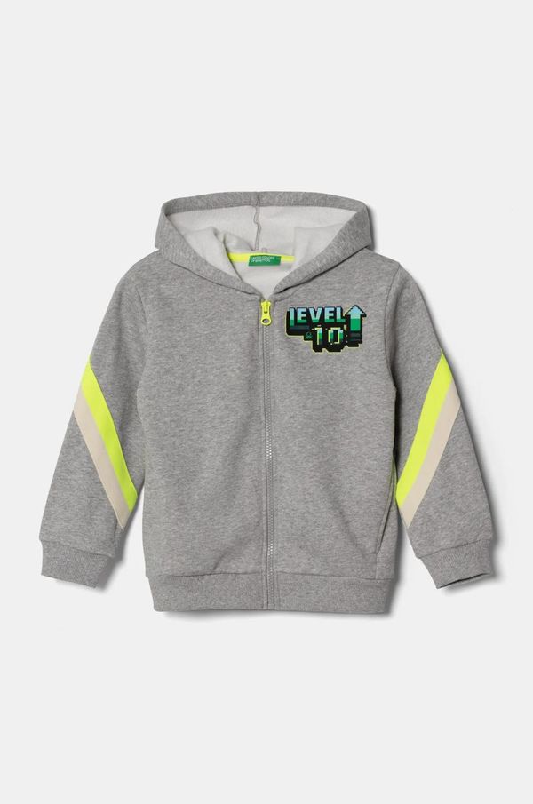 United Colors of Benetton Dječja dukserica United Colors of Benetton boja: siva, s kapuljačom, s uzorkom, 3J73G503H