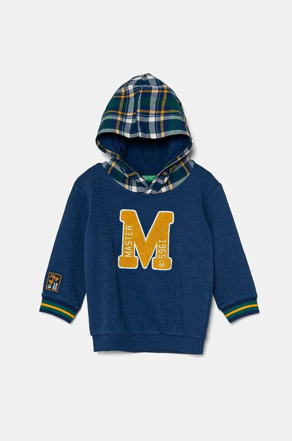 United Colors of Benetton Dječja dukserica United Colors of Benetton boja: tamno plava, s kapuljačom, s aplikacijom, 32N4G200R