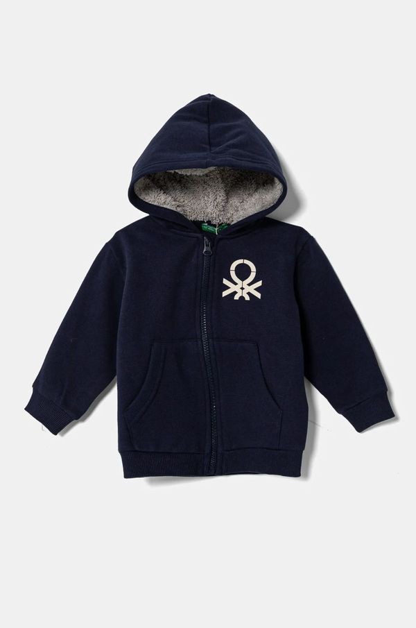 United Colors of Benetton Dječja dukserica United Colors of Benetton boja: tamno plava, s kapuljačom, s uzorkom, 3EB5G503E