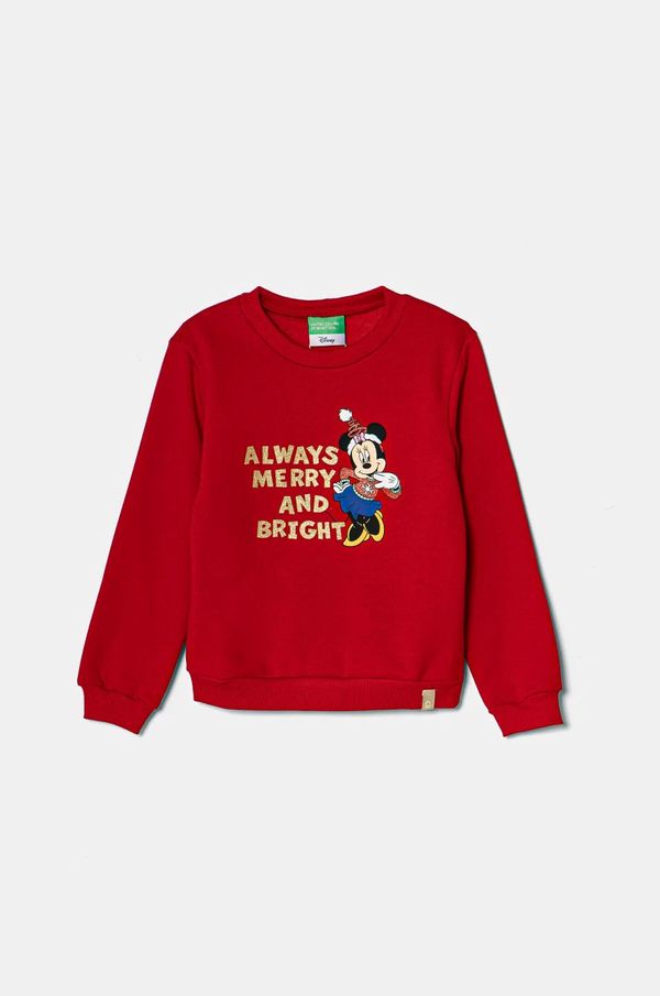 United Colors of Benetton Dječja dukserica United Colors of Benetton x Disney boja: crvena, s tiskom, 3J73G10GO