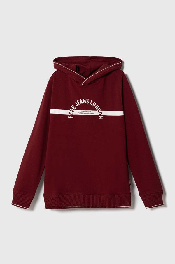 Pepe Jeans Dječja dvostrana dukserica Pepe Jeans boja: bordo, s kapuljačom, s tiskom