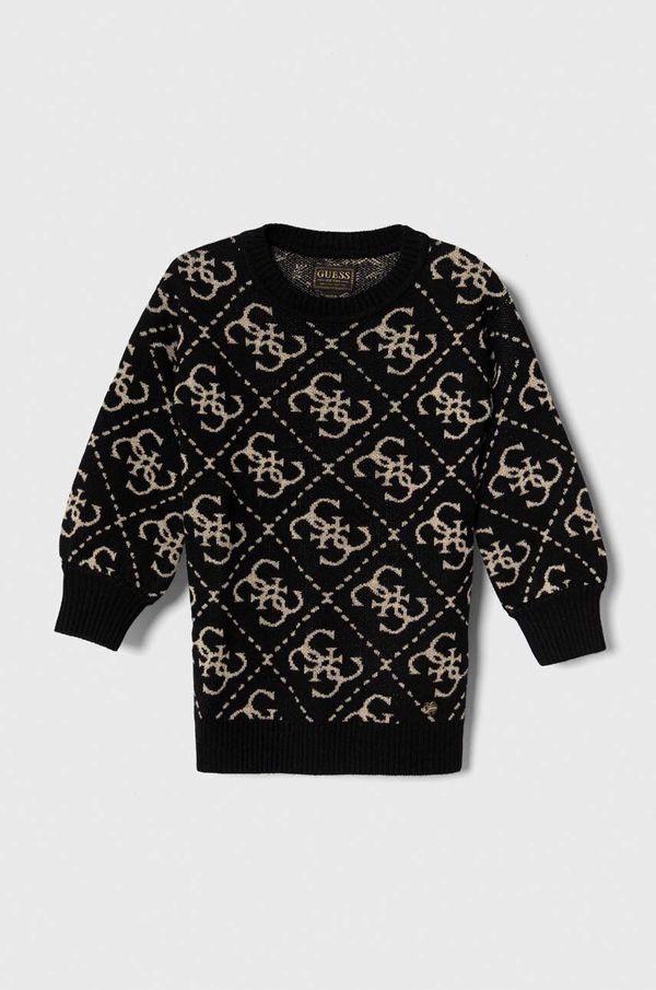 Guess Dječja hakjina s primjesom vune Guess boja: crna, mini, ravna