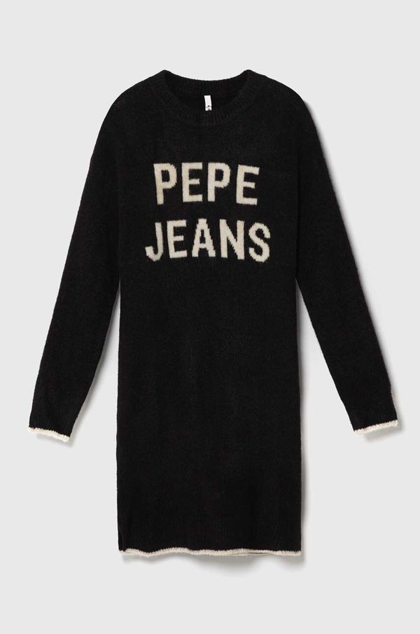 Pepe Jeans Dječja hakjina s primjesom vune Pepe Jeans boja: crna, mini, oversize