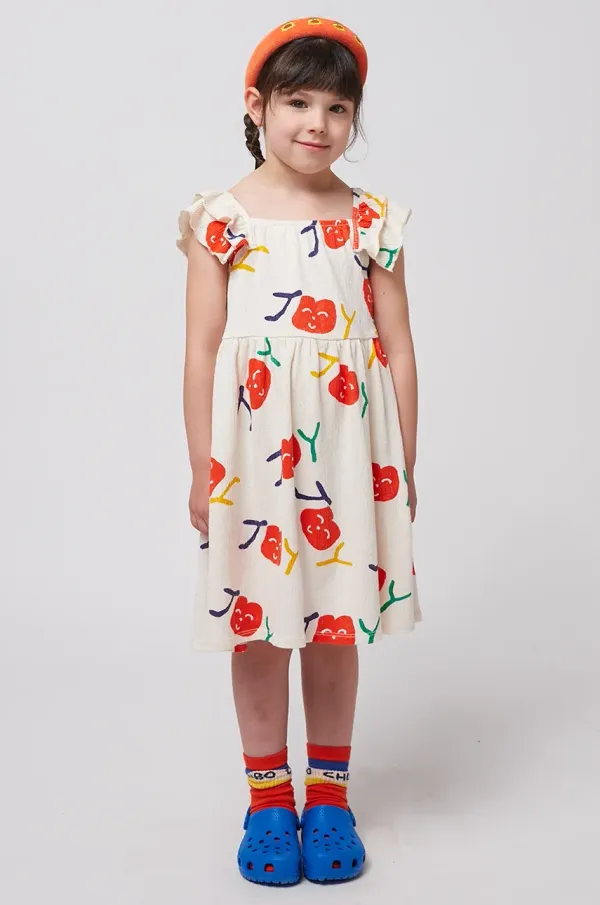 Bobo Choses Dječja haljina Bobo Choses Smiling boja: bijela, mini, širi se prema dolje, 125AC138