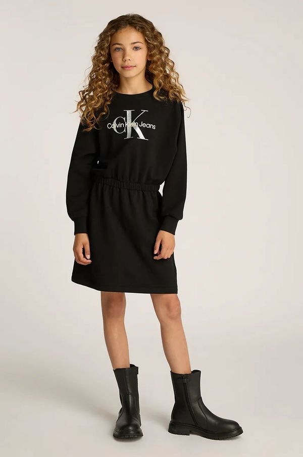 Calvin Klein Jeans Dječja haljina Calvin Klein Jeans boja: crna, mini, ravna, IG0IG02771