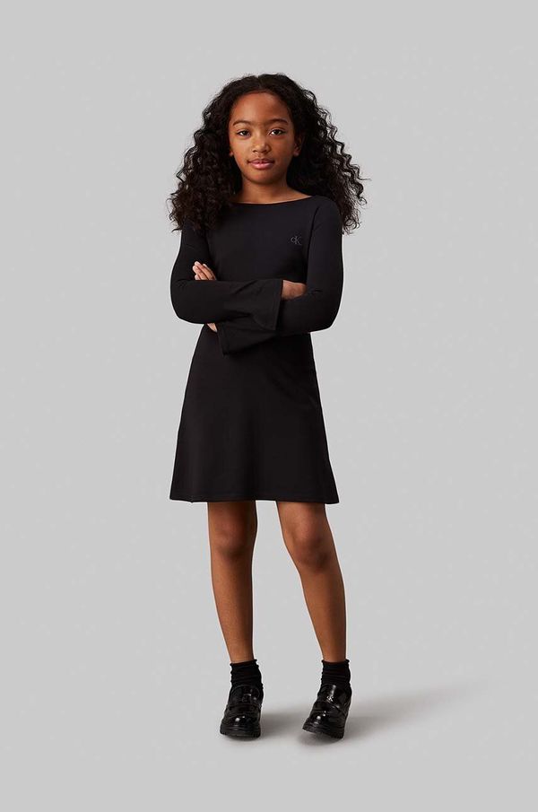 Calvin Klein Jeans Dječja haljina Calvin Klein Jeans boja: crna, mini, širi se prema dolje, IG0IG02667