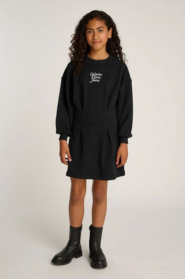 Calvin Klein Jeans Dječja haljina Calvin Klein Jeans boja: crna, mini, širi se prema dolje, IG0IG02773
