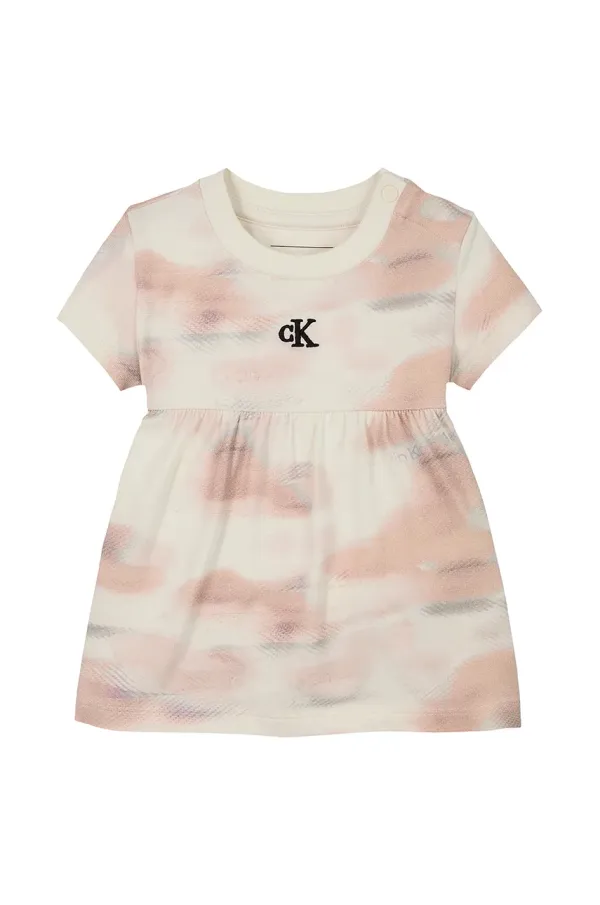 Calvin Klein Jeans Dječja haljina Calvin Klein Jeans boja: narančasta, mini, širi se prema dolje, IN0IN00297