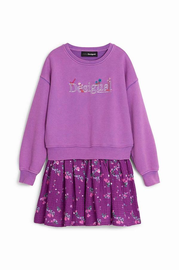 Desigual Dječja haljina Desigual boja: ljubičasta, mini, širi se prema dolje, 24WGVK10