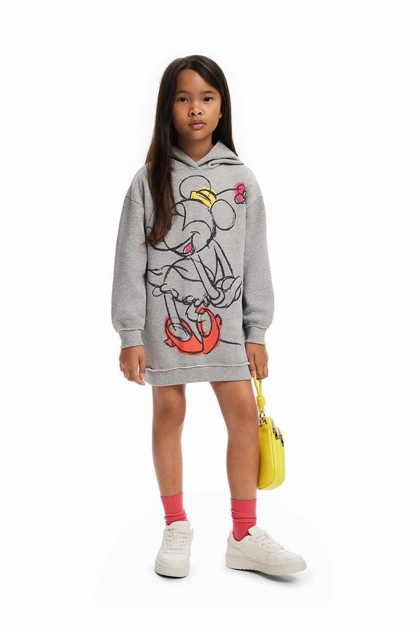 Desigual Dječja haljina Desigual MINNIE MOUSE boja: siva, mini, ravna, 24WGVK07