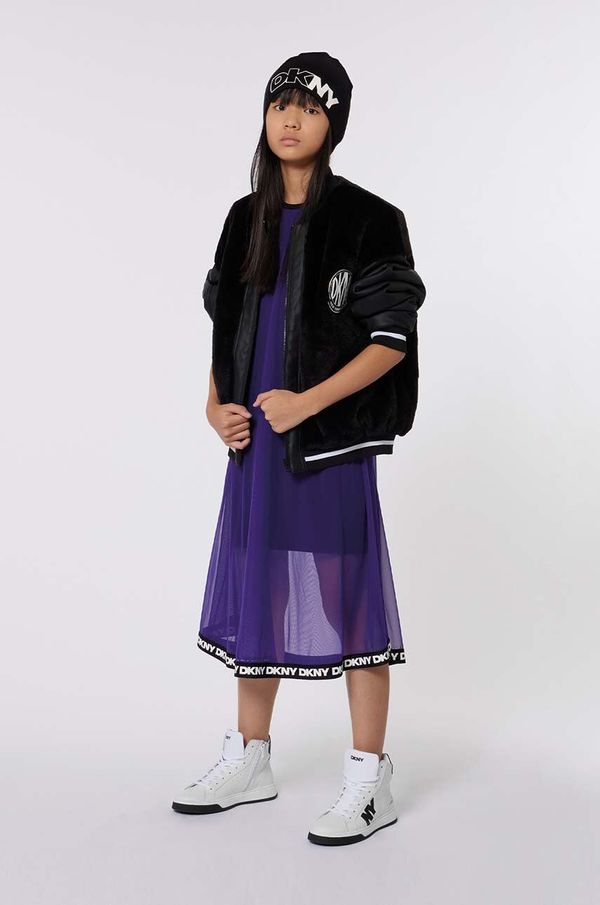 DKNY Dječja haljina Dkny boja: ljubičasta, midi, širi se prema dolje, D62062