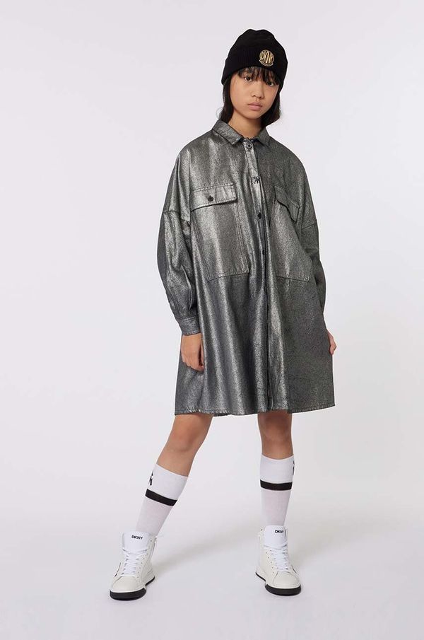 DKNY Dječja haljina Dkny boja: siva, mini, oversize, D60263