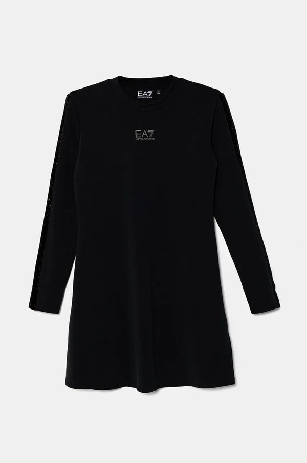 EA7 Emporio Armani Dječja haljina EA7 Emporio Armani boja: crna, mini, širi se prema dolje, 6DFA02 FJZBZ