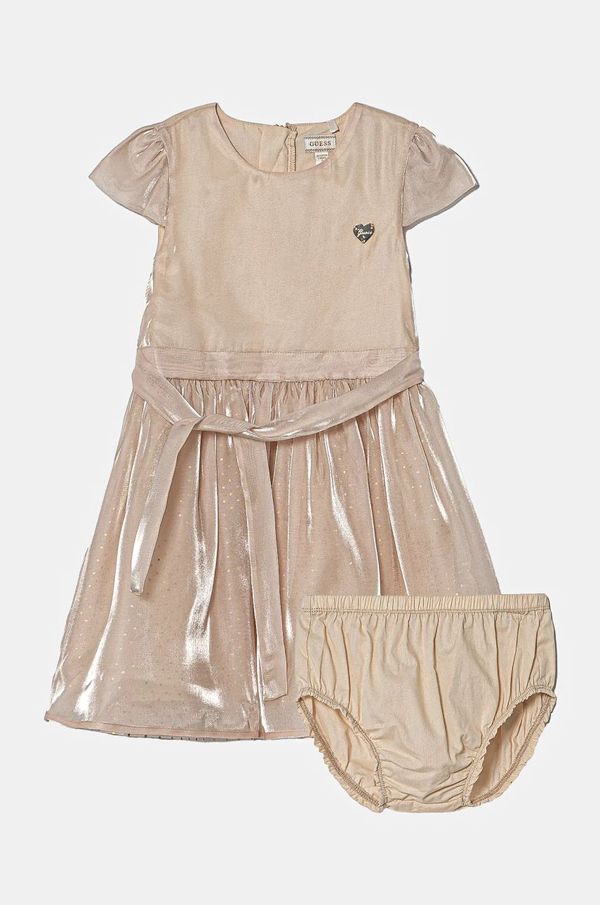 Guess Dječja haljina Guess boja: bež, mini, širi se prema dolje, A5RK09 WGWQ0