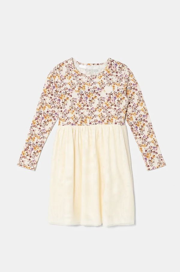 Guess Dječja haljina Guess boja: bež, mini, širi se prema dolje, K4BK01 KCGI0