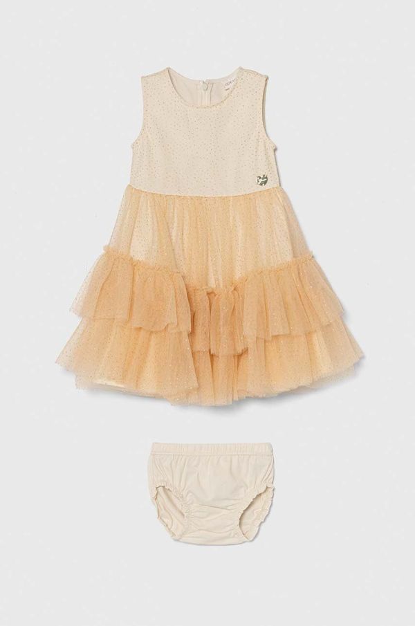 Guess Dječja haljina Guess boja: bež, mini, širi se prema dolje