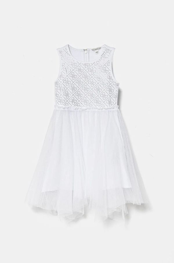 Guess Dječja haljina Guess boja: bijela, mini, širi se prema dolje, J5RK08 KAUH0
