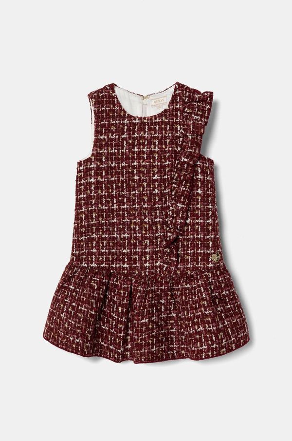 Guess Dječja haljina Guess boja: bordo, mini, širi se prema dolje, K4BK10 WGSP0