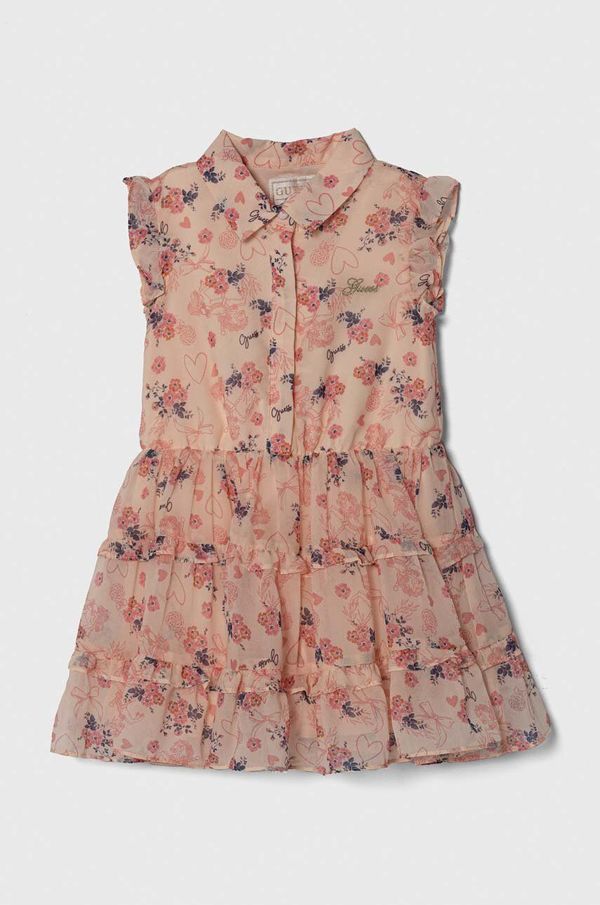 Guess Dječja haljina Guess boja: narančasta, mini, širi se prema dolje