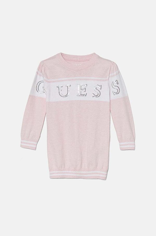 Guess Dječja haljina Guess boja: ružičasta, mini, ravna, K4YK01 Z3GW0
