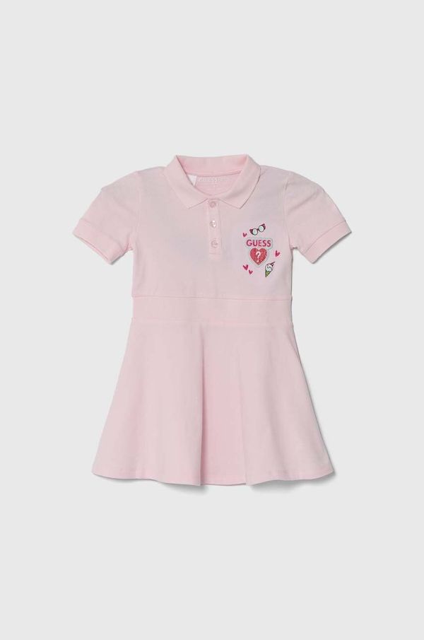 Guess Dječja haljina Guess boja: ružičasta, mini, širi se prema dolje