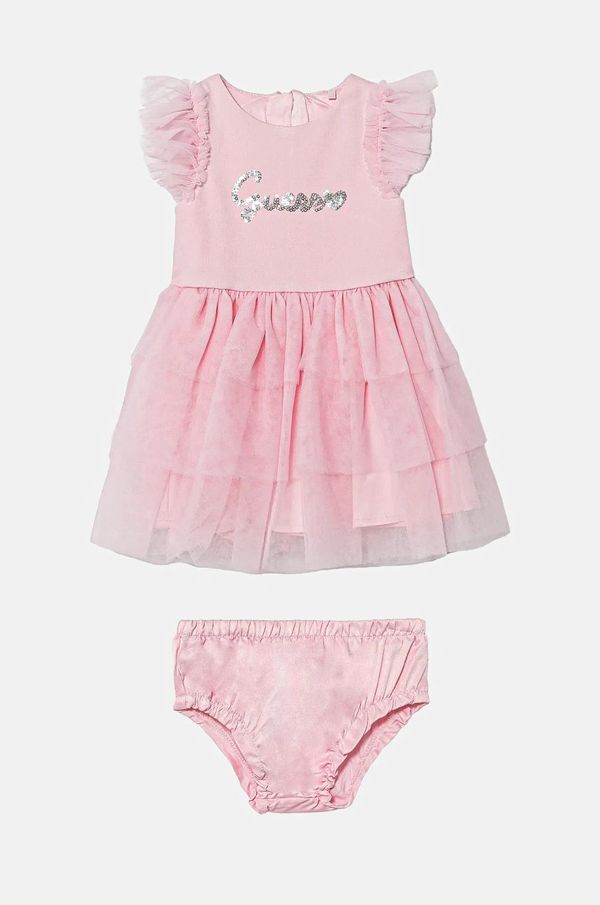 Guess Dječja haljina Guess boja: ružičasta, mini, širi se prema dolje, A5RK02 KAUH0