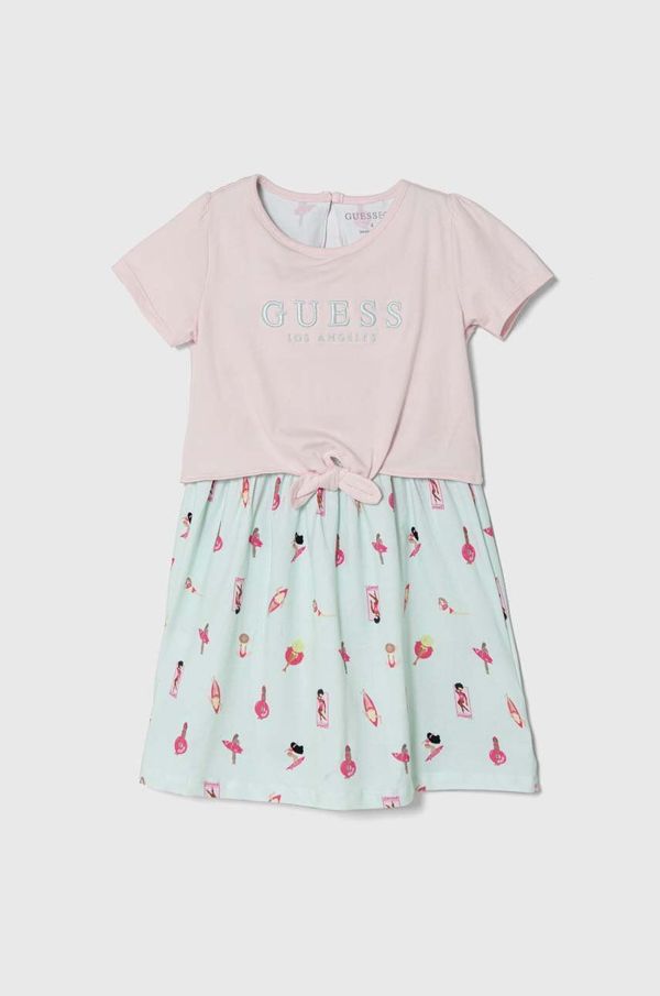 Guess Dječja haljina Guess boja: ružičasta, mini, širi se prema dolje