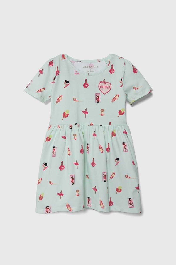 Guess Dječja haljina Guess boja: tirkizna, mini, širi se prema dolje
