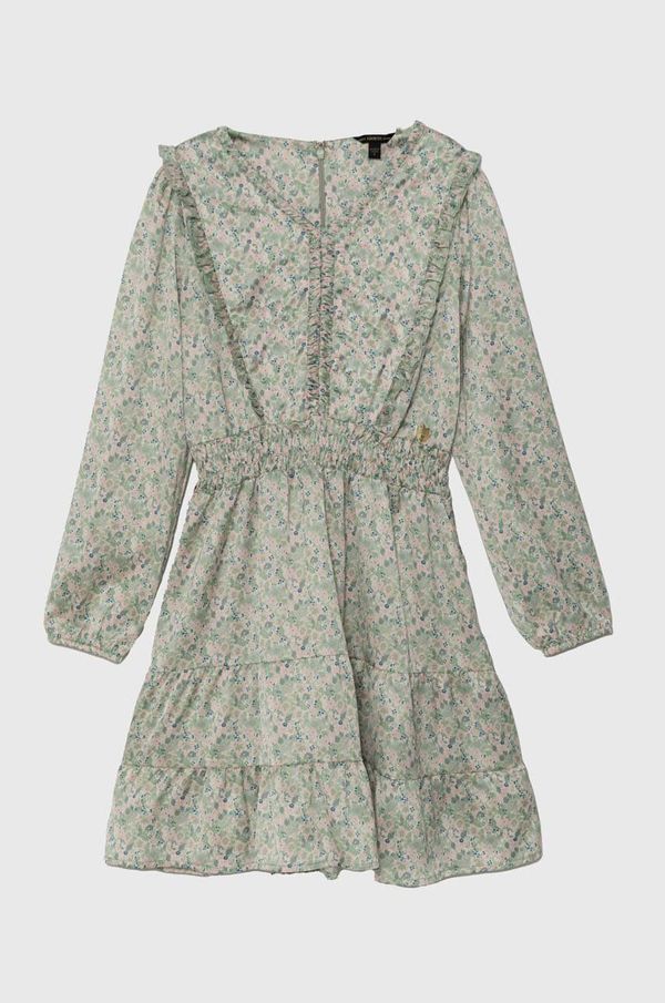 Guess Dječja haljina Guess boja: zelena, midi, širi se prema dolje, J4YK12 WD8G2