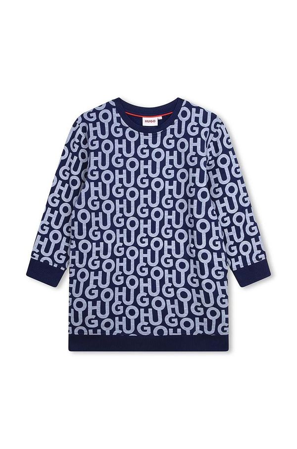 Hugo Dječja haljina HUGO boja: tamno plava, mini, ravna