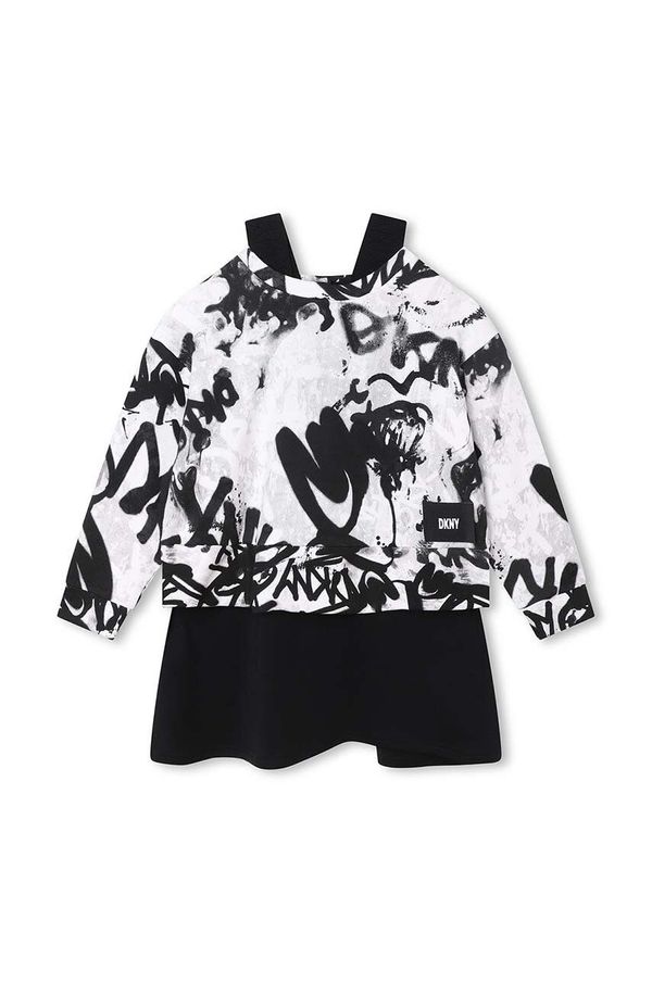 DKNY Dječja haljina i majica Dkny boja: bijela, mini, širi se prema dolje
