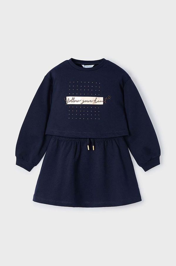 Mayoral Dječja haljina i majica Mayoral boja: tamno plava, mini, ravna, 4927