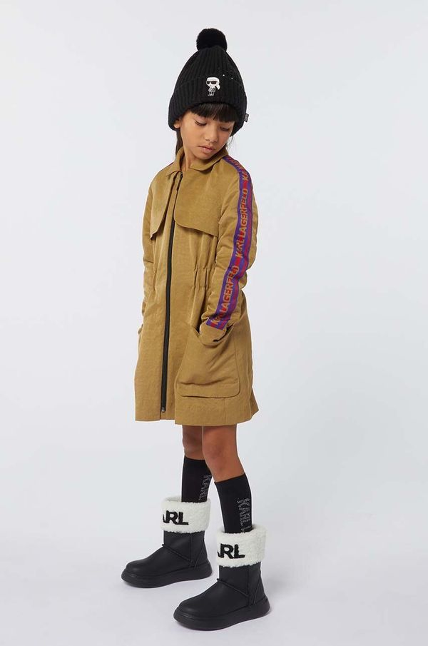 Karl Lagerfeld Dječja haljina Karl Lagerfeld boja: bež, mini, ravna, Z30188