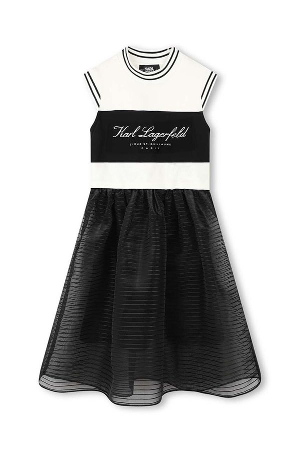 Karl Lagerfeld Dječja haljina Karl Lagerfeld boja: crna, midi, širi se prema dolje, Z30190