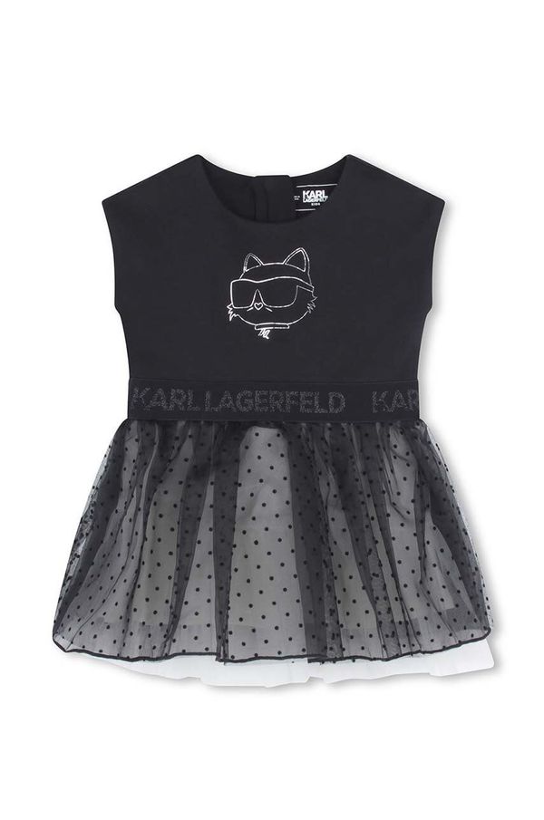 Karl Lagerfeld Dječja haljina Karl Lagerfeld boja: crna, mini, širi se prema dolje, Z30278