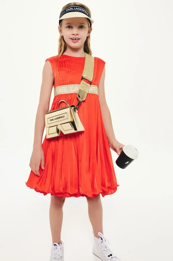 Karl Lagerfeld Dječja haljina Karl Lagerfeld boja: narančasta, mini, širi se prema dolje, Z30453