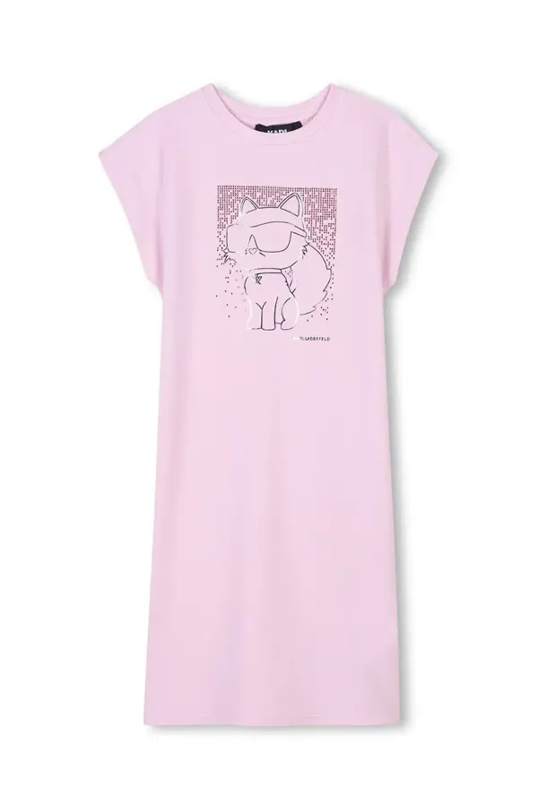 Karl Lagerfeld Dječja haljina Karl Lagerfeld boja: ružičasta, mini, ravna, Z30456