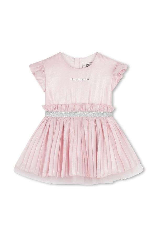 Karl Lagerfeld Dječja haljina Karl Lagerfeld boja: ružičasta, mini, širi se prema dolje, Z30279