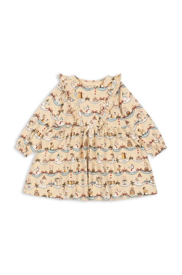Konges Sløjd Dječja haljina Konges Sløjd BASIC FRILL DRESS GOTS boja: bež, mini, širi se prema dolje, KS101889