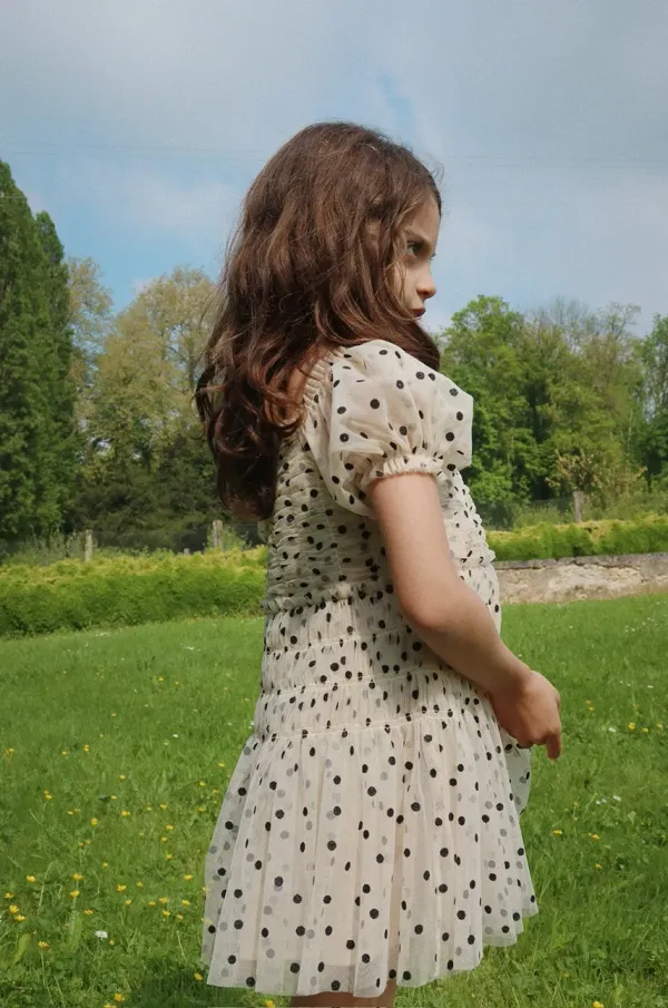 Konges Sløjd Dječja haljina Konges Sløjd CHARLENE DRESS boja: bež, mini, širi se prema dolje, KS102726